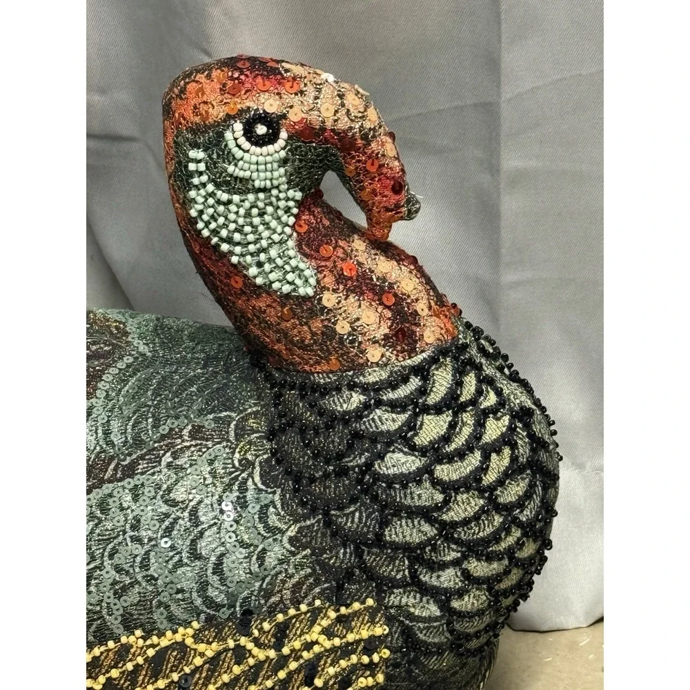 John Derian x Target Beaded Fall Turkey Pillow Thanksgiving Decor NWT NEW 16x15